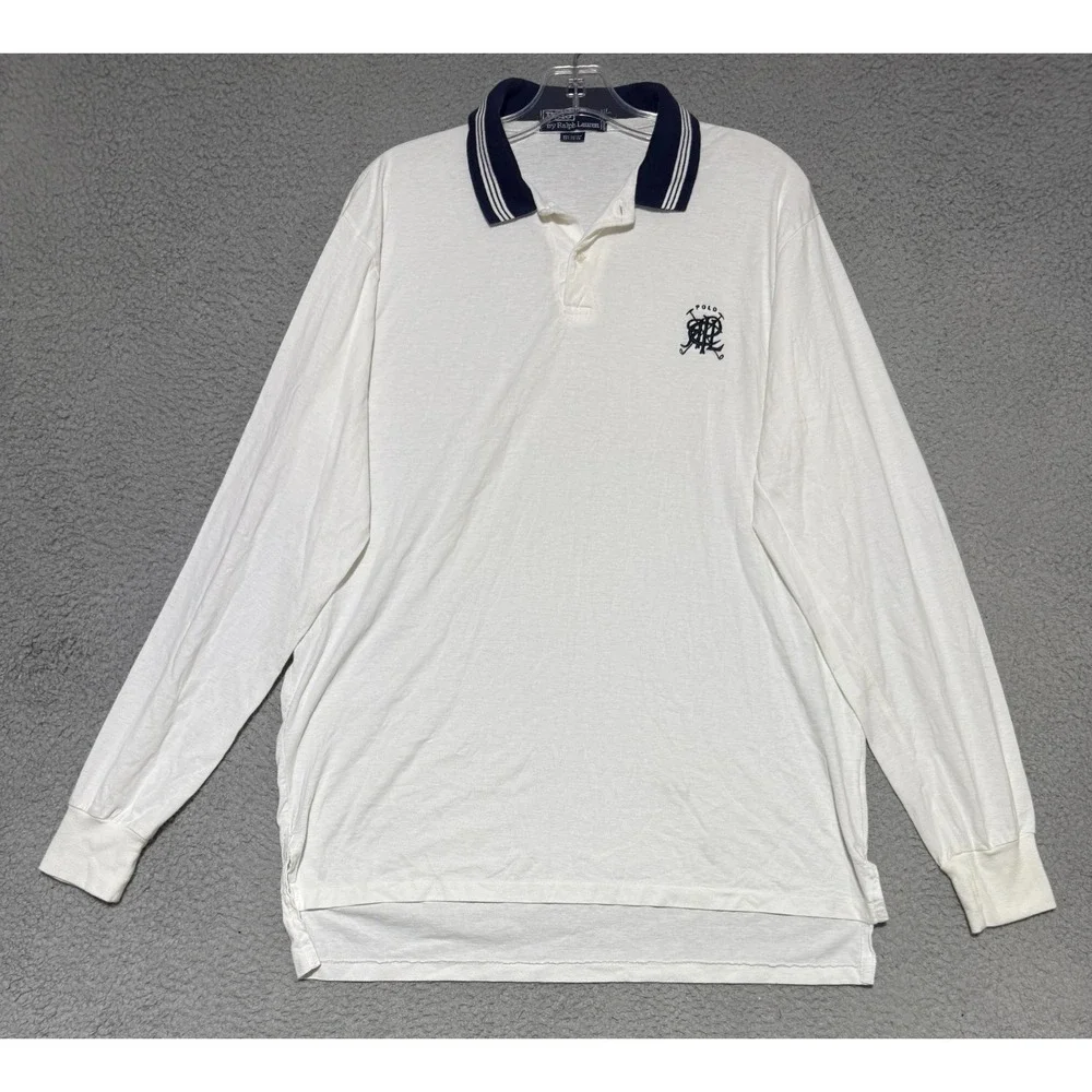 Vintage Polo Ralph Lauren Cricket Equestrian long sleeve Light polo Mens Large